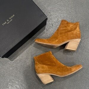 rag & bone Women's Brown Suede Ankle Booties